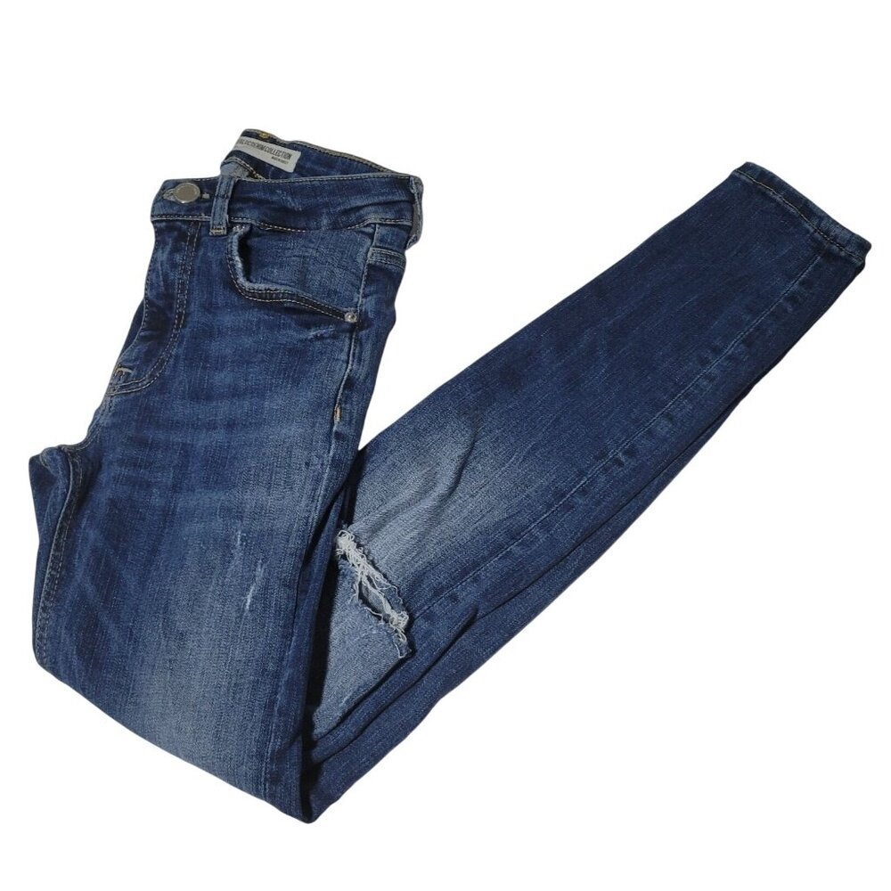 Zara Trafaluc Jeans Womens Size 2 Skinny Low Rise Medium Wash Denim Pants